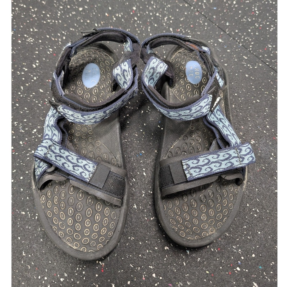 Womens Teva Blue Black Sport Sandals Size 7 Good Patterned Straps 6800